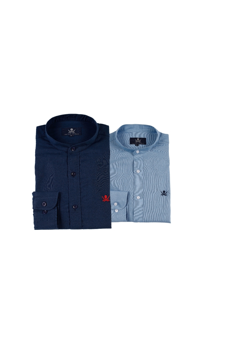 Pack 2 Camisas Cuello Mao Hombre The Time Of Bocha RV1PK.CS Marino-Azul