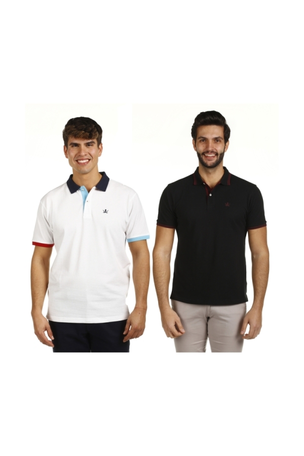 Pack Polo 3C Y Stripe Hombre The Time Of Bocha NV1PK.P3C.PST Blanco-Negro