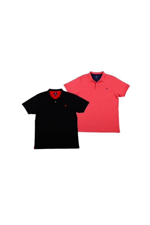 Pack 2 Polos Basicos Hombre The Time Of Bocha PV1PK.PL Negro-Coral