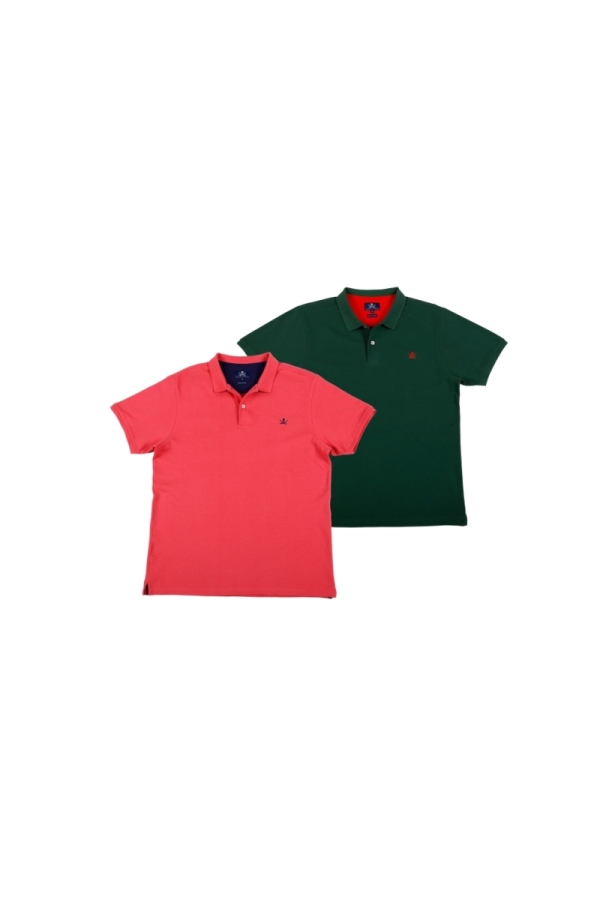 Pack 2 Polos Basicos Hombre The Time Of Bocha PV1PK.PL Coral-V.Bot