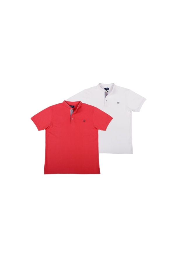 Pack 2 Polos Mao Hombre The Time Of Bocha PV1PK.PL Coral-Blanco